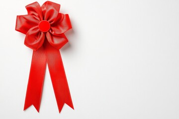 Aufkleber - A minimalist award ribbon design, with a single bold rosette and ribbon tails on a plain white background