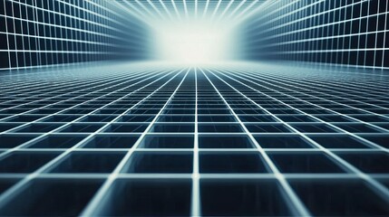 Fototapete - Futuristic digital grid virtual space 3d visualization abstract environment low angle technology concept