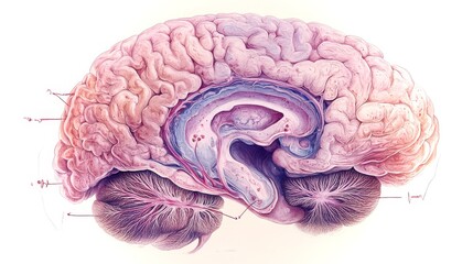 Poster - Cross-section of a human brain highlighting muscimols in a medical research context