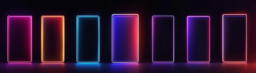 Poster - Illuminated smartphone designs studio digital artwork nighttime close-up modern technology concepts