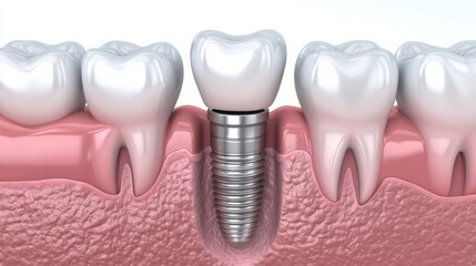 Aufkleber - This highly detailed close-up showcases a dental implant fitted with a porcelain crown, illustrating its precision and design. Generative AI