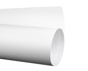 Aufkleber - White paper rolled with smooth, curved surface. Flexible, clean, and sleek material with minimalistic, elegant design. Abstract, blank texture for creative use. isolated on