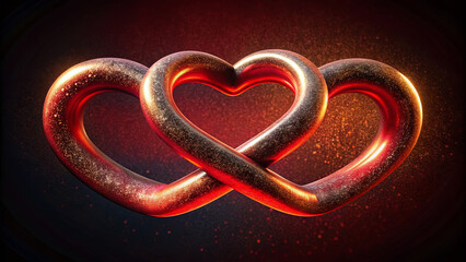 Poster - Two intertwined hearts create a striking visual representation of love and connection against a dark background, with sparkling effects that enhance their glow