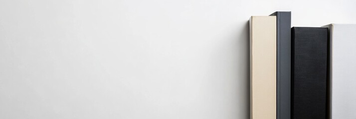 Aufkleber - Various books of different genres are arranged in a neat line against a white background, creating a clean and organized look. Generative AI