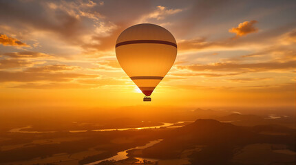 Poster - hot air balloon at sunset