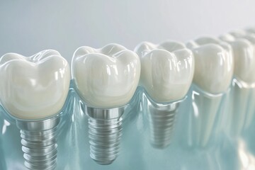 Aufkleber - This close-up displays a intricately designed dental implant featuring a porcelain crown, emphasizing advanced dentistry techniques. Generative AI