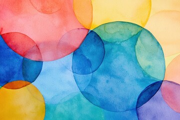 Poster - Abstract Study of Tiny Organisms in Vibrant Watercolor Shapes and Patterns