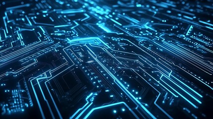 Poster - Circuit board pattern glowing brightly in abstract technological design showcasing connectivity and innovation