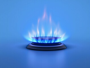 Poster - Blue Flame on a Gas Stove
