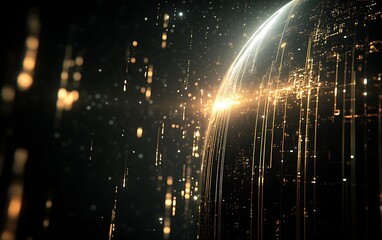 Fototapete - Dynamic technology background vector showcasing a futuristic digital landscape with glowing elements