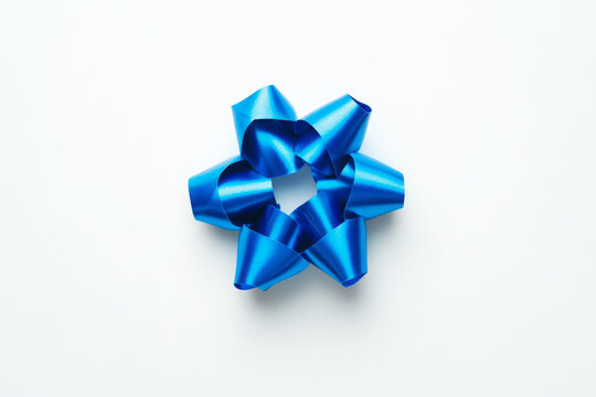 blue gift bow isolated on white background for design