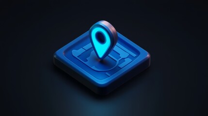 Poster - location icon. 3d map icon
