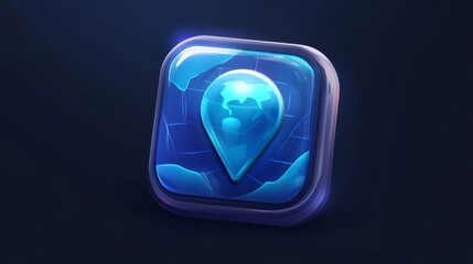 Poster - location icon. 3d map icon