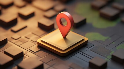 Poster - location icon. 3d map icon