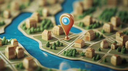 Poster - location icon. 3d map icon