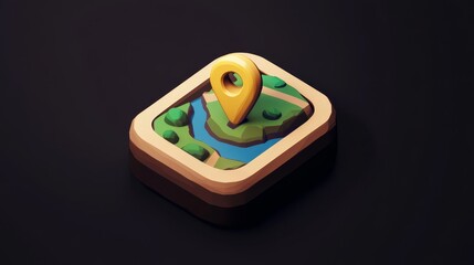 Poster - location icon. 3d map icon