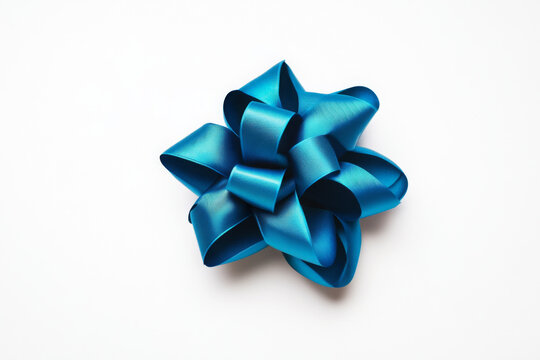 blue gift bow isolated on white background for design