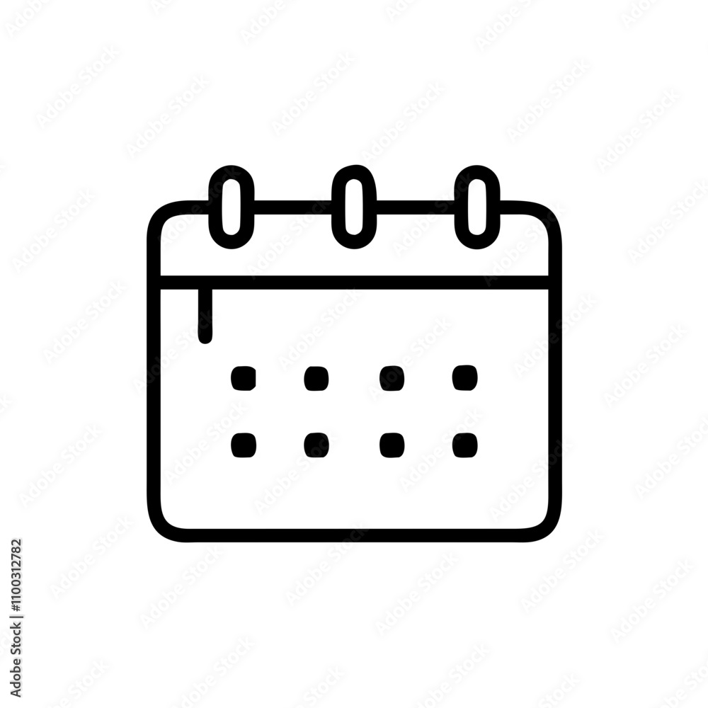Simple Line Interface Calendar Icon in Black and White Stock Vector ...