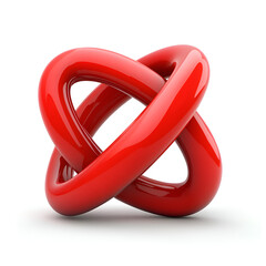 Aufkleber - Colorful red abstract sculpture displays dynamic curves and interconnected shapes in a modern art style