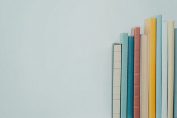 Poster - Various books from multiple genres are lined up in a colorful display against a clean white background, inviting readers. Generative AI