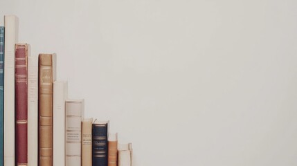 Poster - Various books showcasing different genres and designs are beautifully arranged on a clean white background, emphasizing their unique qualities. Generative AI