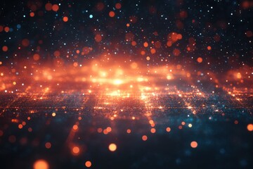 Wall Mural - A bright orange and blue background with a lot of small dots