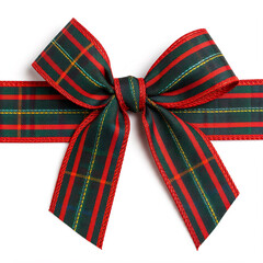 Wall Mural - A festive red and green plaid bow, perfect for Christmas decorations