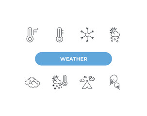 Poster - fully editable outline icon collection from weather concept. thin line icons set such as farenheit, thermometer, cold, indian summer, fall,