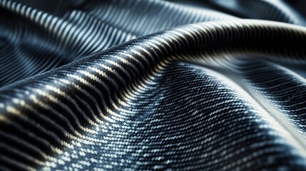 Poster - Textile Close-Up of Smooth Fabric with Elegant Black and White Waves