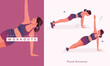 © DESIGNSTUNN. - Plank Rotation exercise, Woman workout fitness, aerobic and exercises.