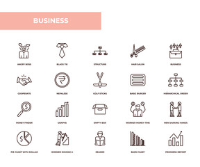 Poster - fully editable outline icon collection from business concept. thin line icons set such as angry boss