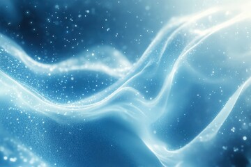 Wall Mural - A blue wave with snowflakes in the air