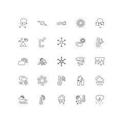 Aufkleber - fully editable outline icon collection from weather concept. thin line icons set such as snow storms, lightning, daytime, forecast, thunderstorm,