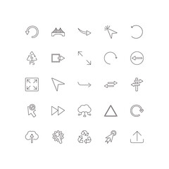Poster - fully editable outline icon collection from user interface concept. thin line icons set such as reload webpage, bridge, expand button, mouse cursor, upload button,
