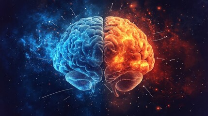 Poster - Illustration of brain regions with distinct color representations depicting various functions