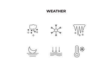 Aufkleber - fully editable outline icon collection from weather concept. thin line icons set such as sleet, cold, icicle, atmospheric pressure, freezing,