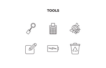Poster - fully editable outline icon collection from tools concept. thin line icons set such as key ring, pri