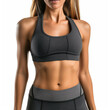 © ExF Designs - Fit woman body in fitness outfit, close-up, isolated on white background, Close-Up of Fit Woman in Fitness Outfit, Strong and Toned Physique, A close-up shot of a fit woman in a sleek fitness outfit.