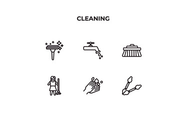 Poster - fully editable outline icon collection from cleaning concept. thin line icons set such as glass clea
