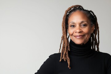 Wall Mural - A woman with dreadlocks is smiling and posing for a picture