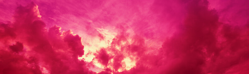 Wall Mural - beautiful purple pink magenta cloudy sky at sunset. sky texture, abstract nature background. horizon