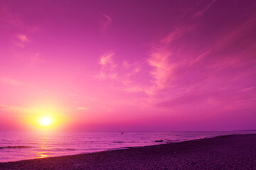 Wall Mural - seascape in the evening. sunset over the sea. nature landscape
