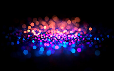 Poster - Colorful abstract bokeh lights create a vibrant atmosphere in a dark setting during an evening event