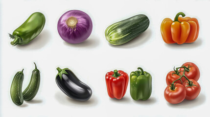 Wall Mural - Assorted fresh vegetables: peppers, tomatoes, eggplant, zucchini, onion, cucumbers