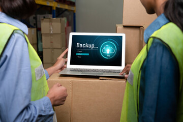 Poster - Backup Storage Data Internet Technology Business concept. Database storage cloud technology file data transfer sharing, cyber, big data information, internet banking application download upload snugly