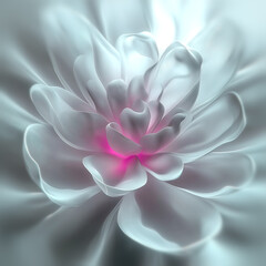 Poster - A delicate light blue flower with softly curving petals and a light pink glow in the center