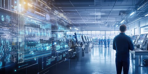 Aufkleber - A high-tech control room with engineers managing automated systems that control energy production, illustrating the future of smart grid technology and industrial automat