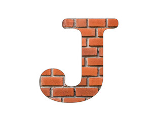 Wall Mural - J Letter written with brick wall isolated on white background, cut out