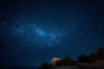 Wall Mural - blue dark night sky with many stars