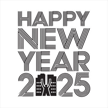 Happy new year 2025 calligraphy vector illustration